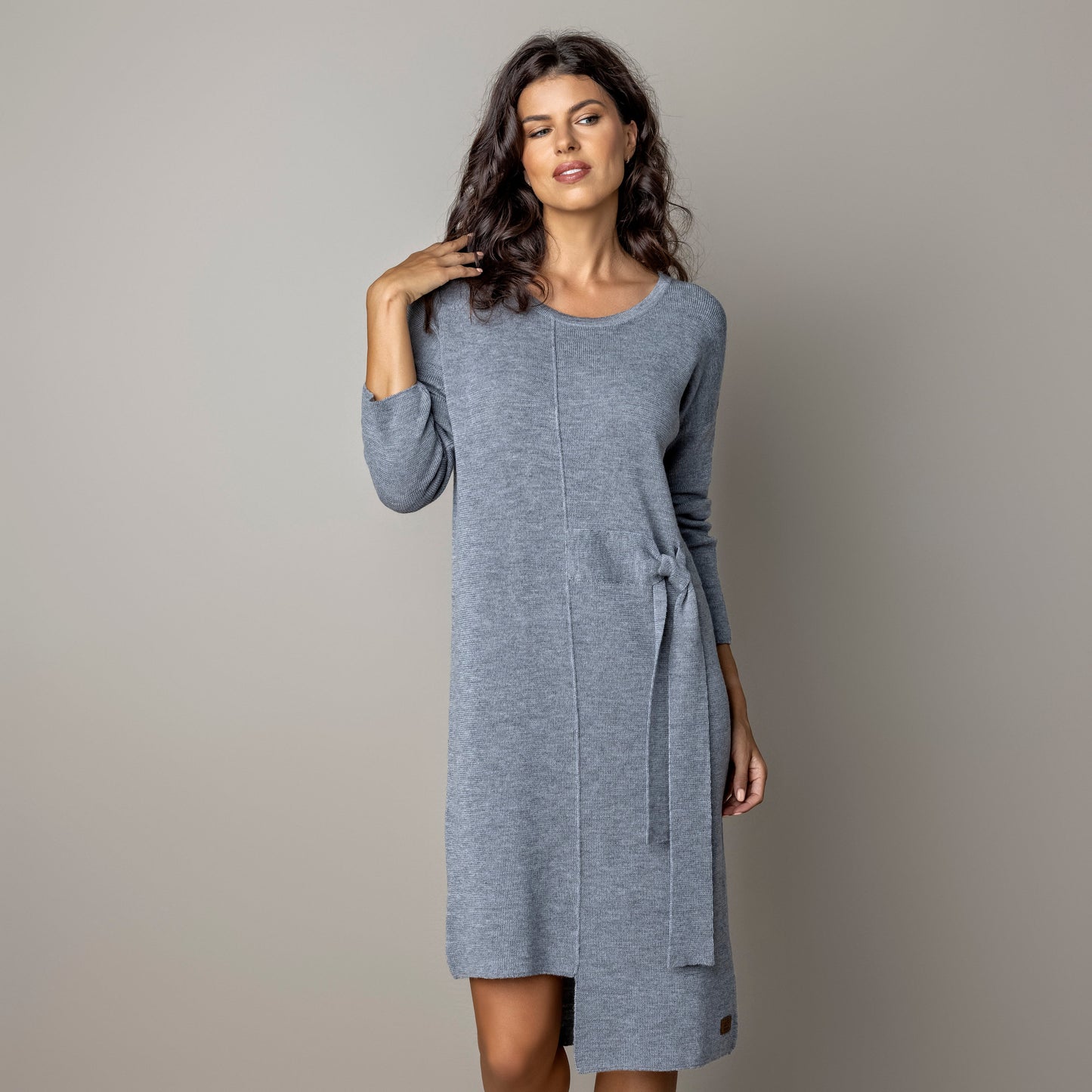 Thin knit dress CLAUDIA - amazingly soft beauty 100 % merino wool, light gray