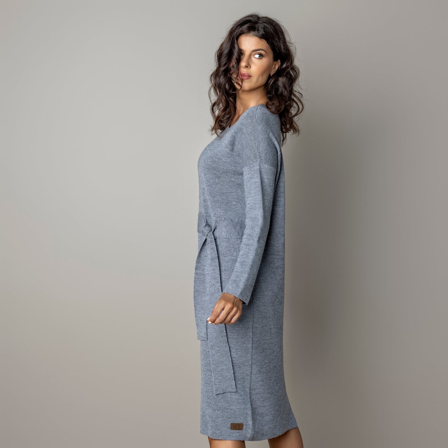 Thin knit dress CLAUDIA - amazingly soft beauty 100 % merino wool, light gray