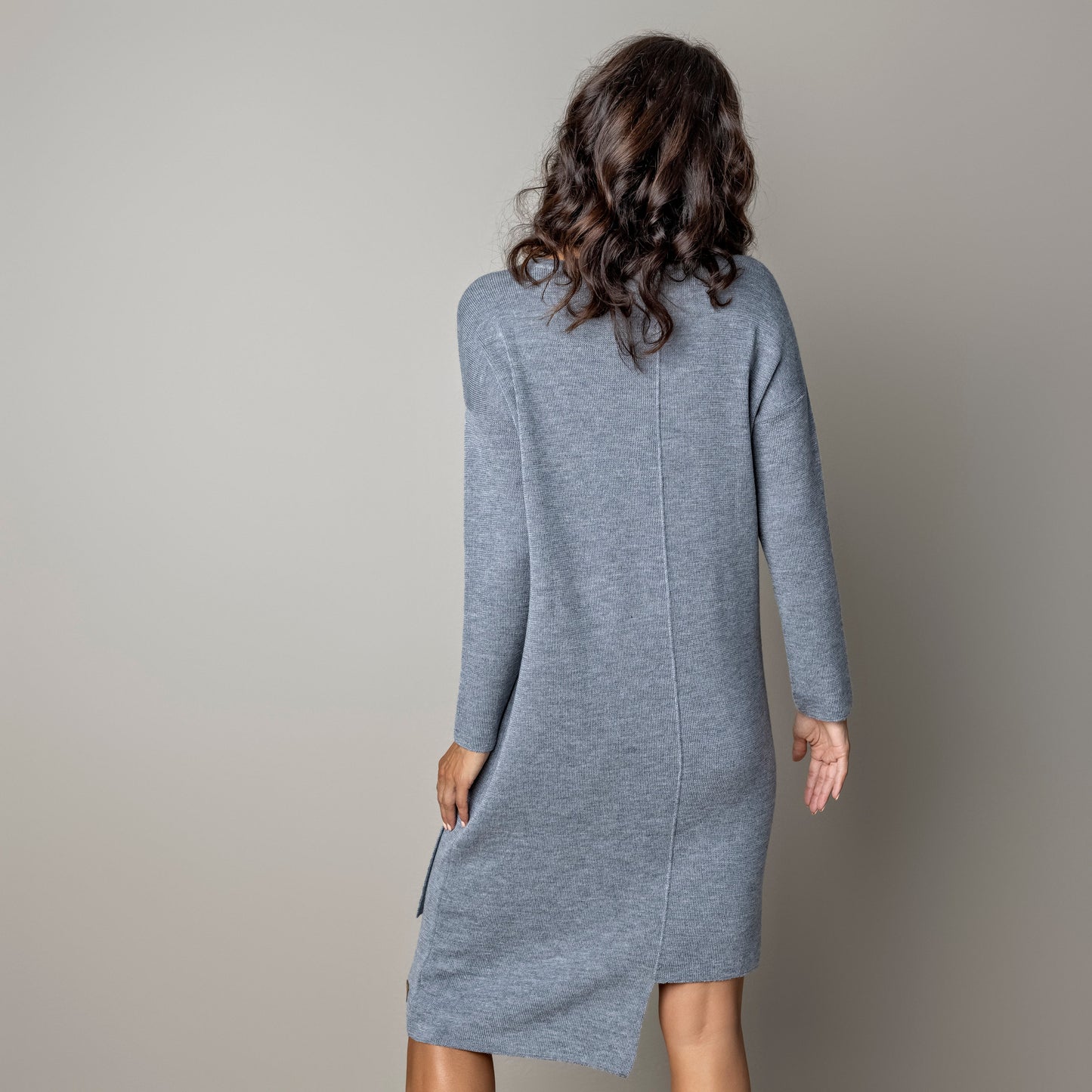 Thin knit dress CLAUDIA - amazingly soft beauty 100 % merino wool, light gray