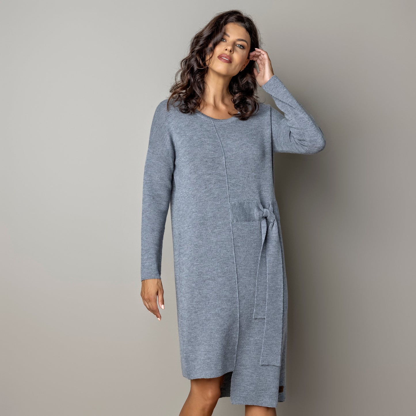 Thin knit dress CLAUDIA - amazingly soft beauty 100 % merino wool, light gray