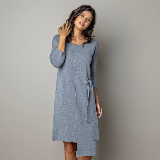Thin knit dress CLAUDIA - amazingly soft beauty 100 % merino wool, light gray