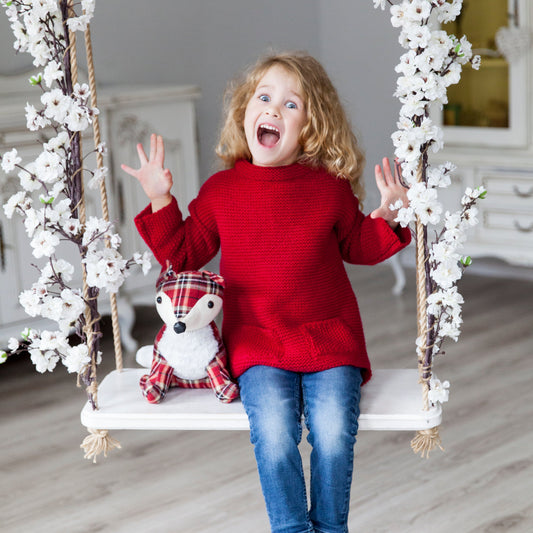Kid wool alpaca sweater tunic - small grown up - red