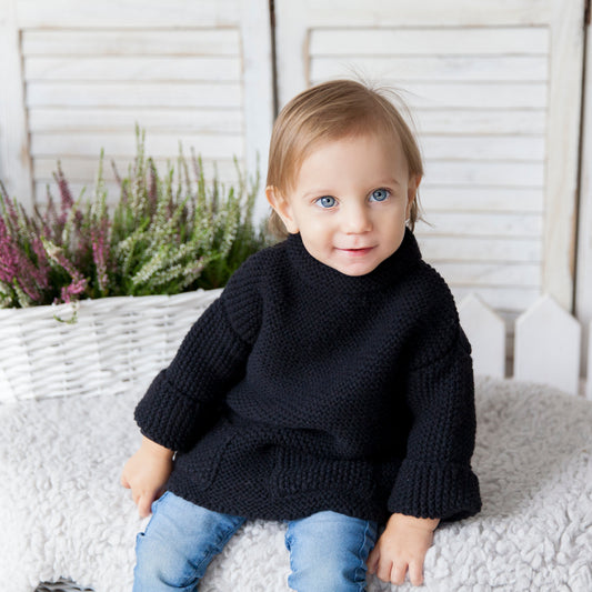 Kid wool alpaca sweater tunic - small grown up - black