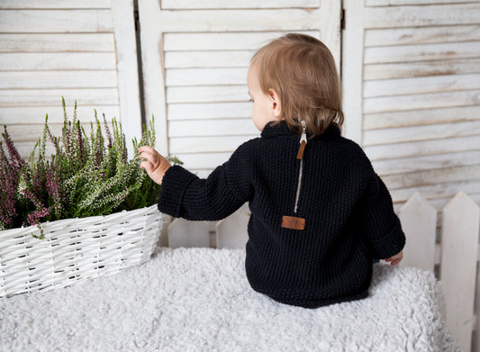 Kid wool alpaca sweater tunic - small grown up - black