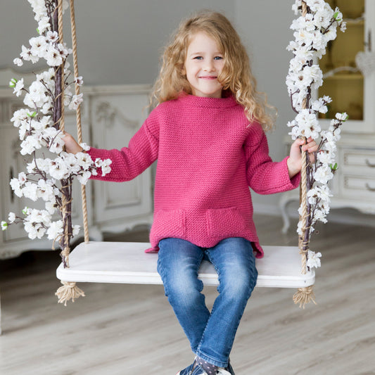 Kid wool alpaca sweater tunic - small grown up - pink