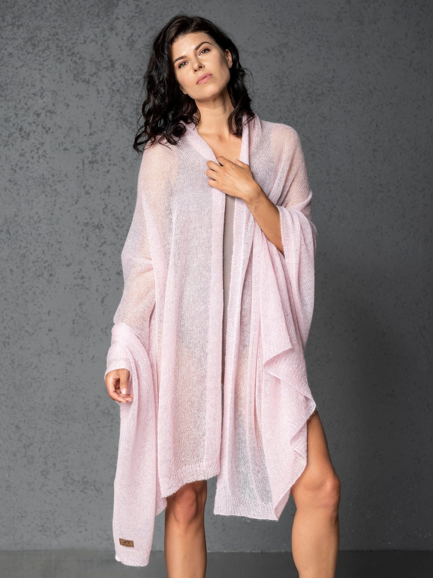 Mohair wool scarf wide and lightweight - Corsica pink