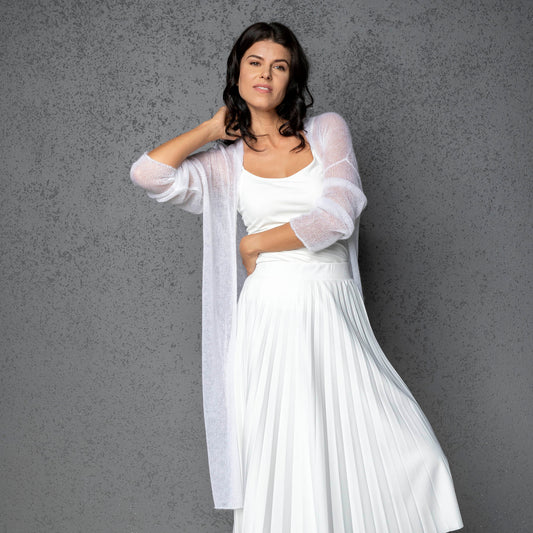 Wedding knitted mohair cardigan Wind - White