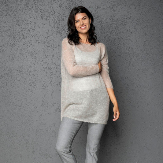 Knit lightweight mohair sweater pullover DUNE - beige