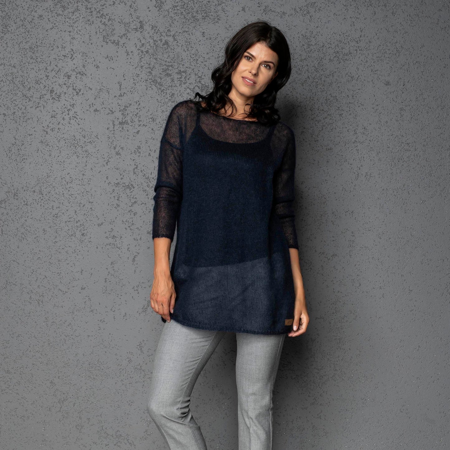 Knit lightweight mohair sweater pullover DUNE - blue