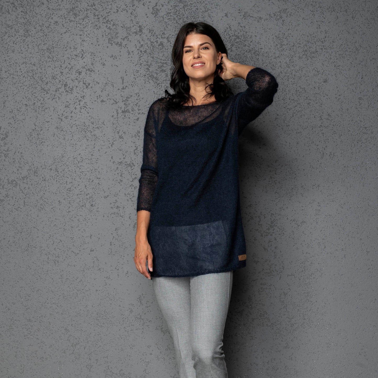 Knit lightweight mohair sweater pullover DUNE - blue