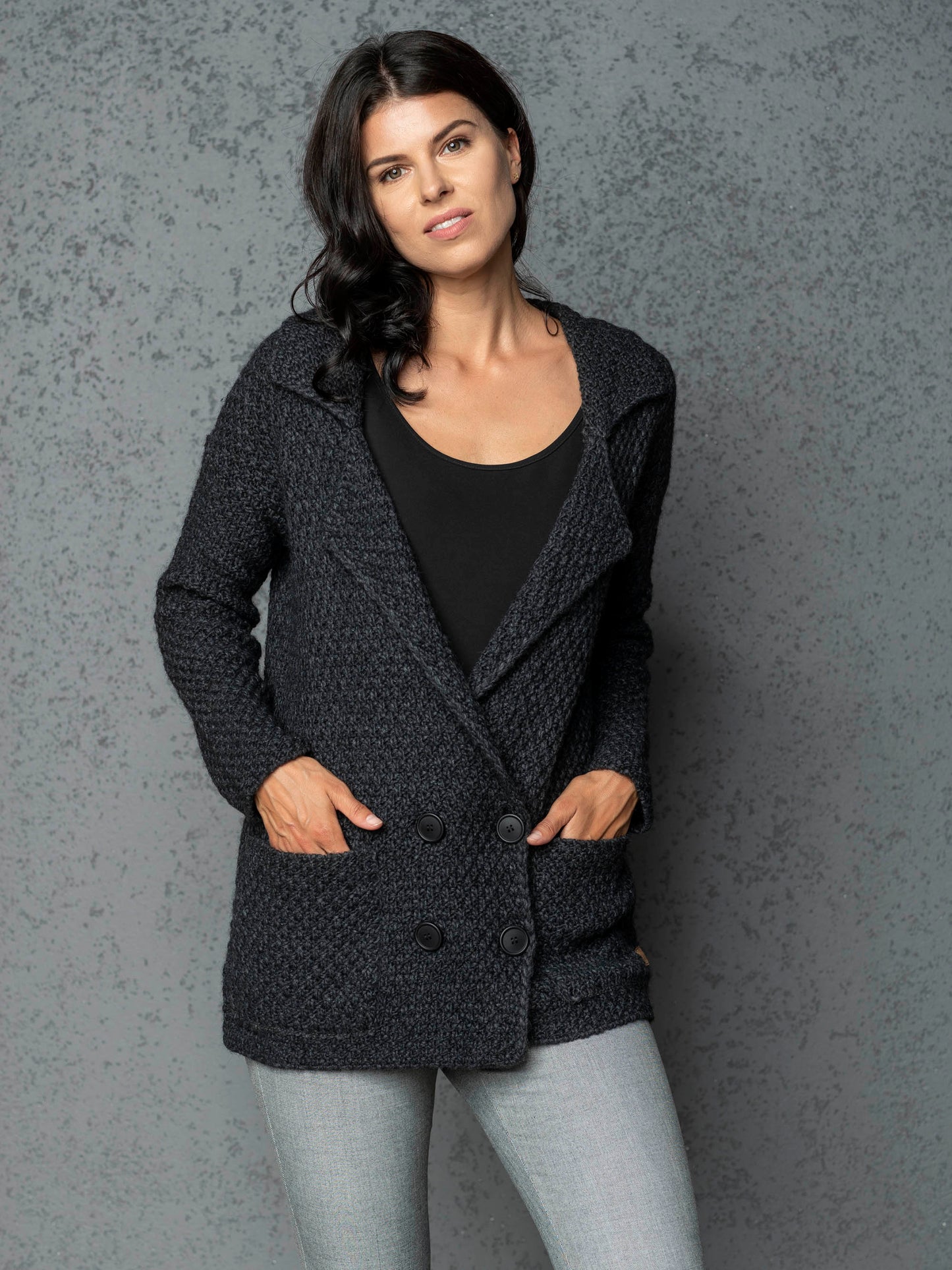 Knitted jacket cardigan Ruth - dark gray