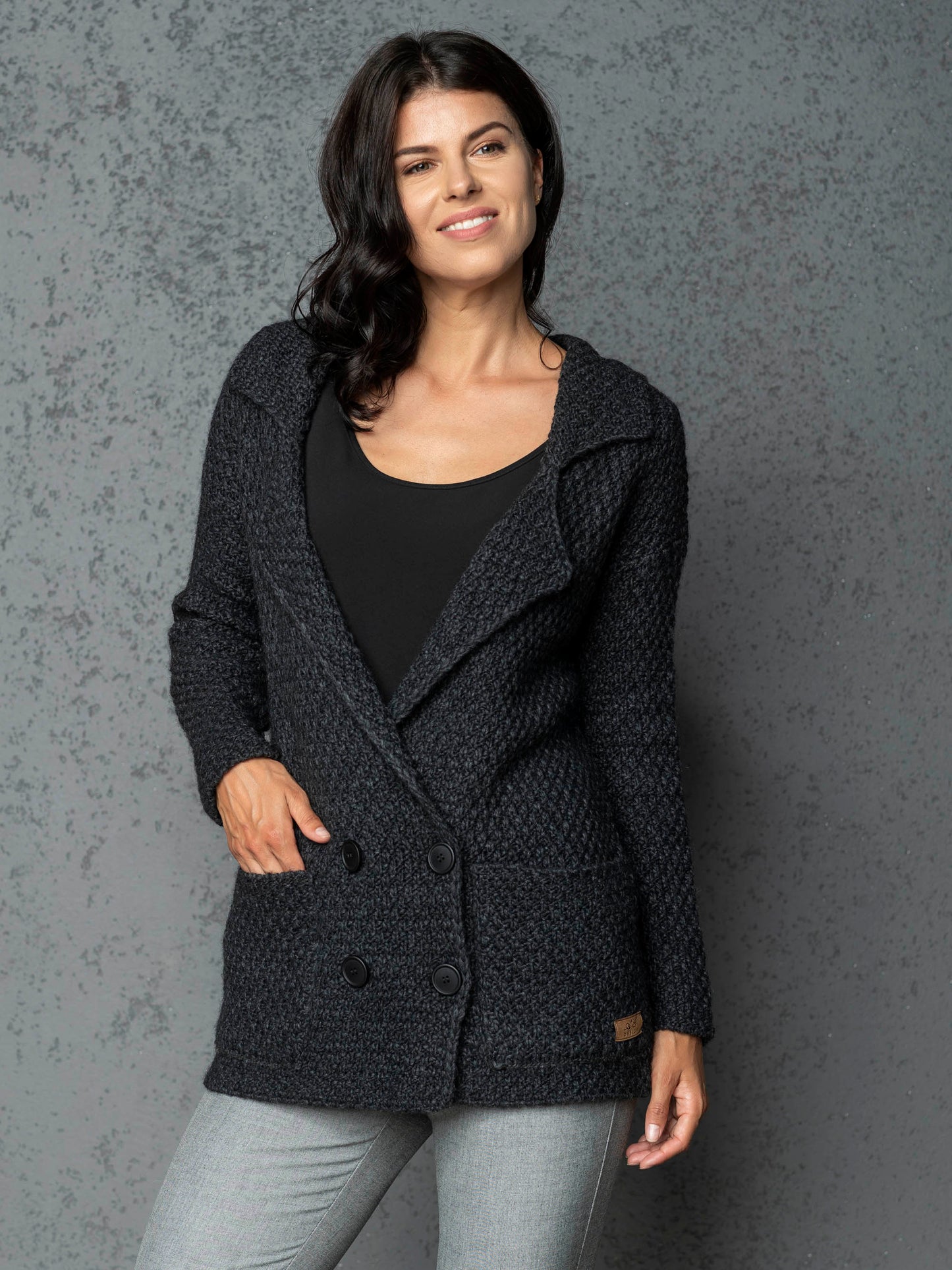 Knitted jacket cardigan Ruth - dark gray
