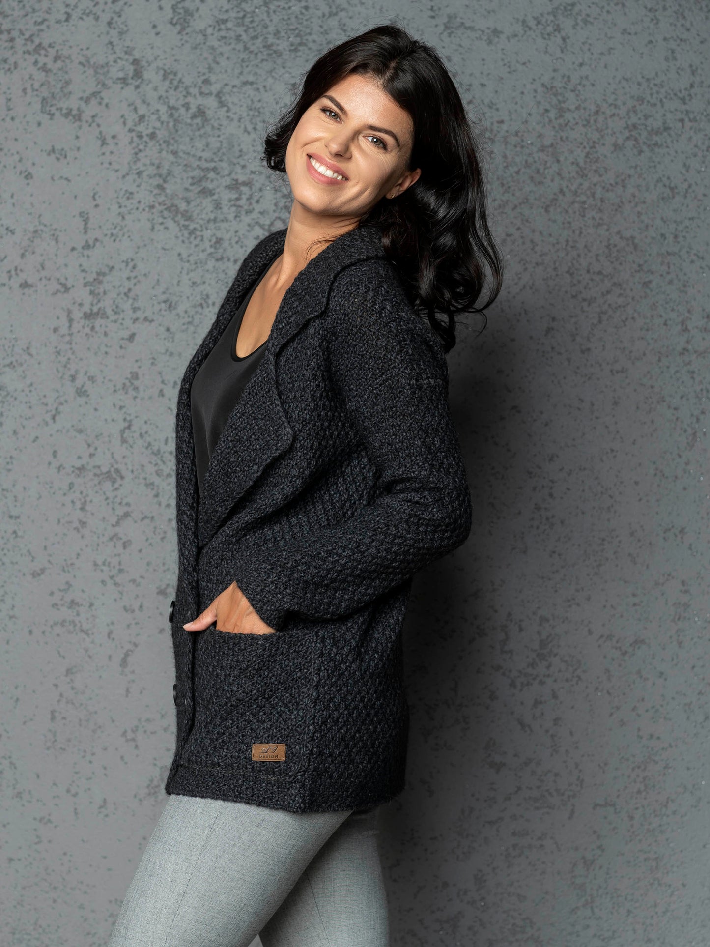 Knitted jacket cardigan Ruth - dark gray