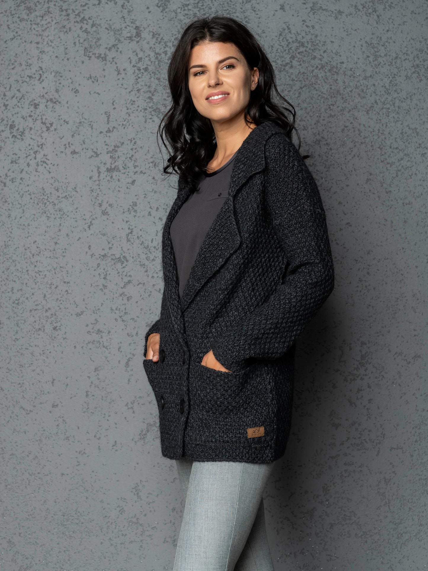 Knitted jacket cardigan Ruth - dark gray