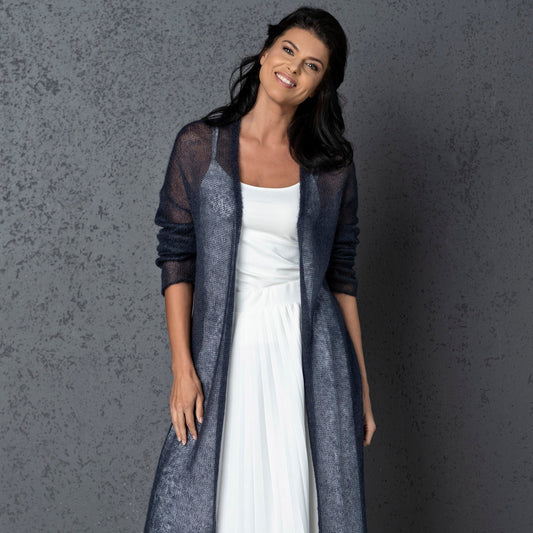 Wedding knitted mohair cardigan Wind - blue with gray shade