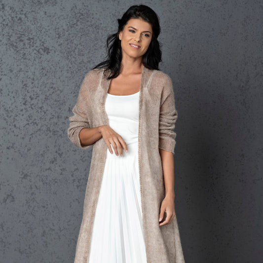 Wedding knitted mohair cardigan Wind - Cocoa