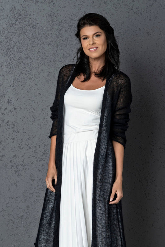 Wedding knitted mohair cardigan Wind - dark blue