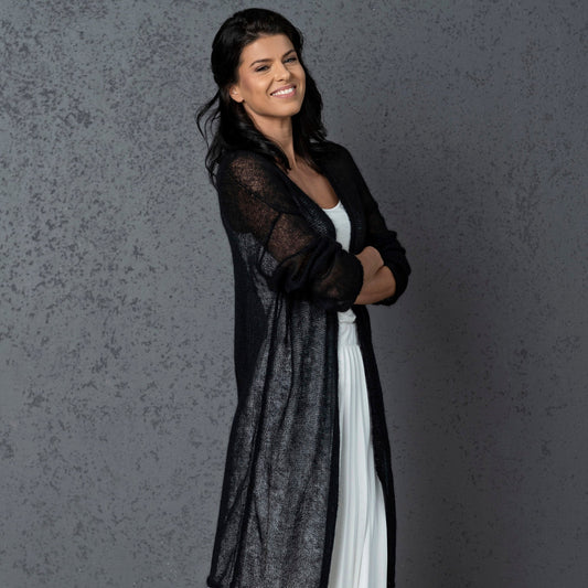 Wedding knitted mohair cardigan Wind - Black
