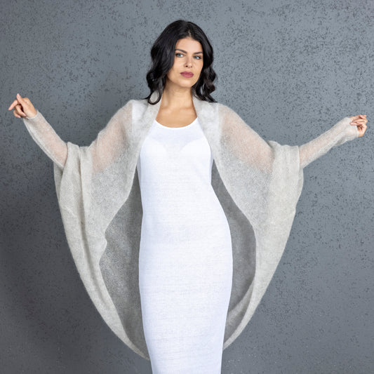 Wedding knitted shrug wrap - beige
