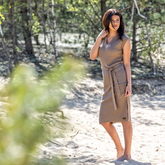 Linen thin knit dress Breeze - nude