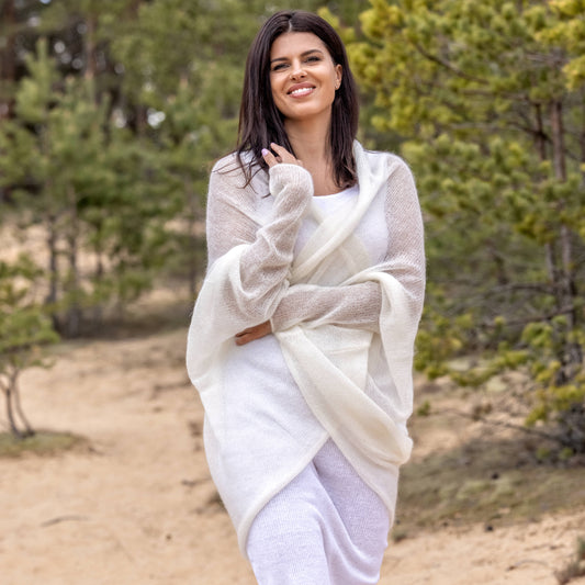 Wedding knitted shrug wrap - ivory