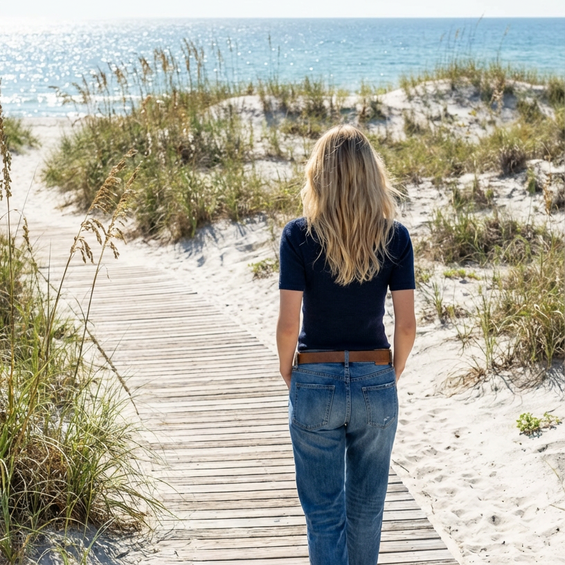 Linen thin t-shirt polo Emily - dark blue