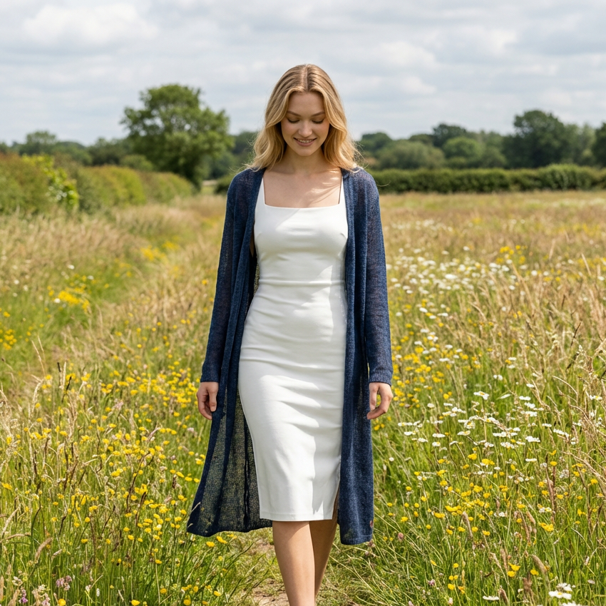 Gilet de mariage en mohair tricoté Wind - bleu foncé