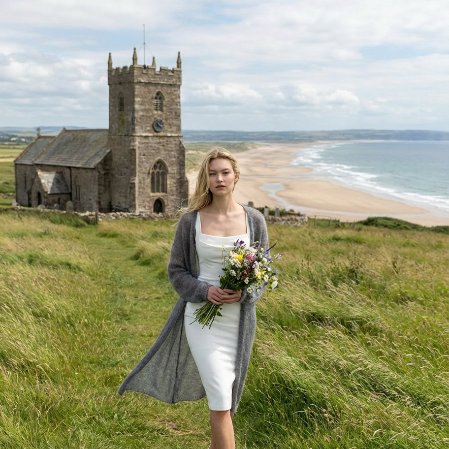 Gilet de mariage en mohair tricoté Wind - gris
