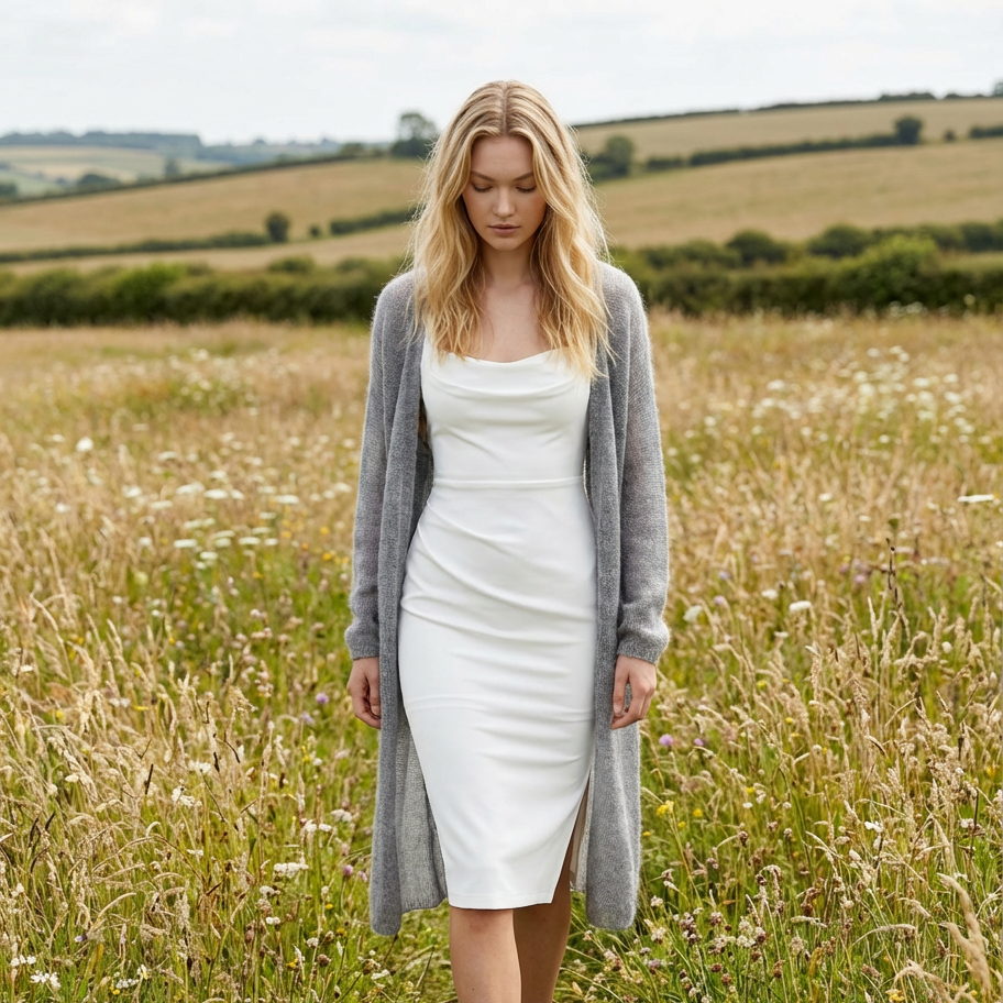 Gilet de mariage en mohair tricoté Wind - gris