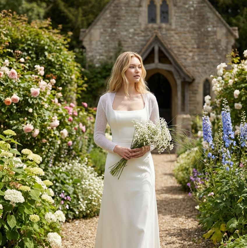 Bridal mohair bolero Anna - white