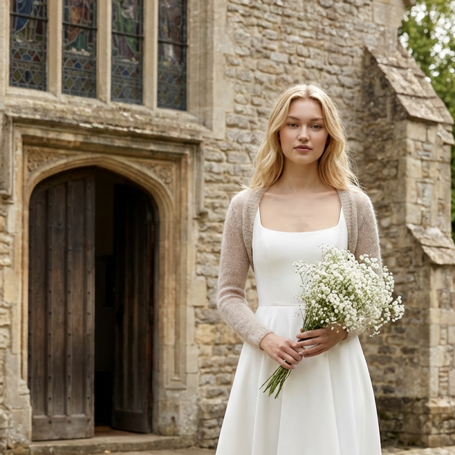 Boléro de mariage en mohair Anna - beige