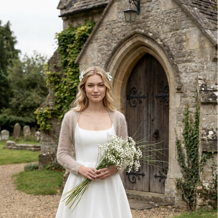 Boléro de mariage en mohair Anna - beige