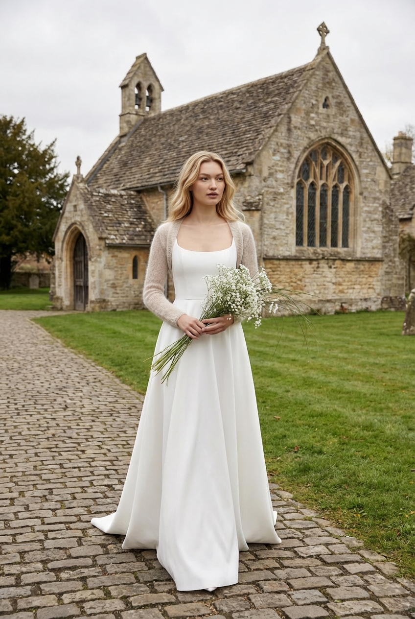 Boléro de mariage en mohair Anna - beige