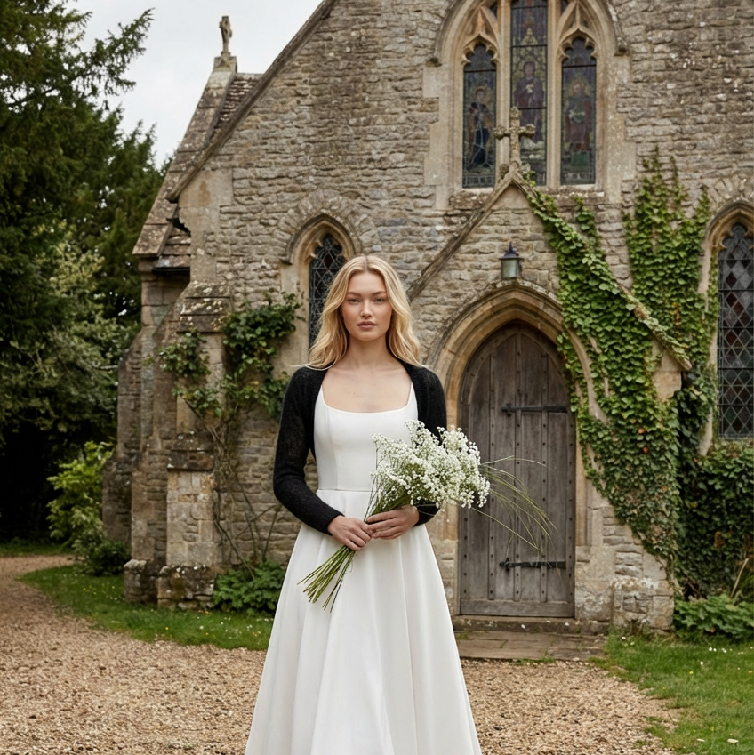 Boléro de mariage en mohair Anna - noir