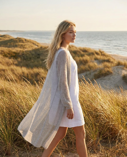 Gilet long léger en mohair ROMANCE - beige