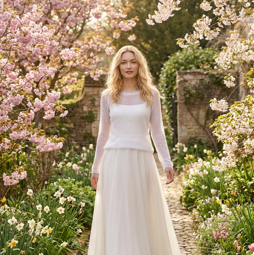 Bridal wedding mohair sweater Adele - white
