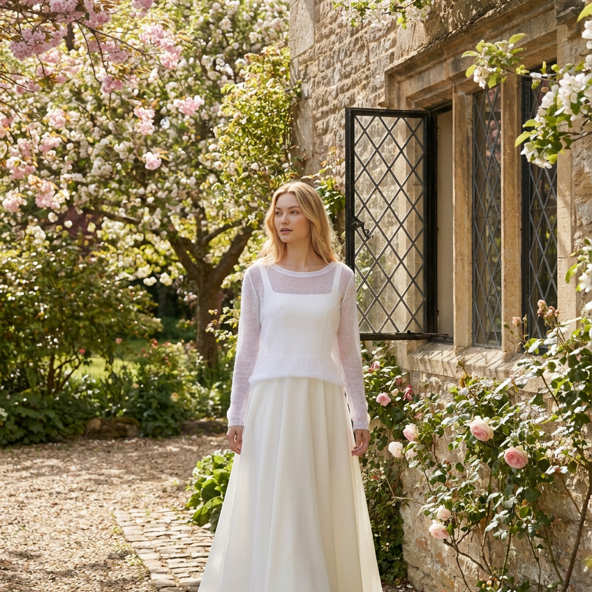 Bridal wedding mohair sweater Adele - white