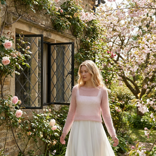 Pull de mariée en mohair Adele - rose cendré