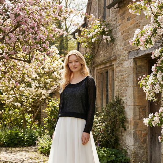 Pull de mariée en mohair Adele - noir