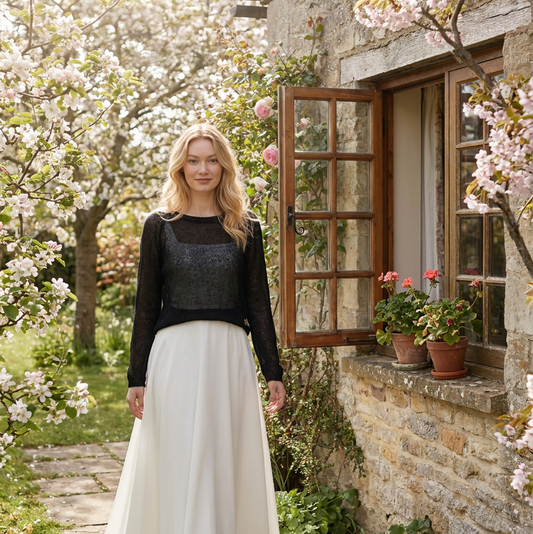 Pull de mariée en mohair Adele - noir