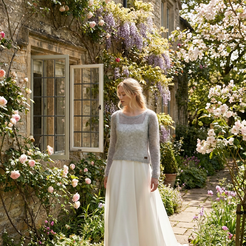 Bridal wedding mohair sweater Adele - light gray
