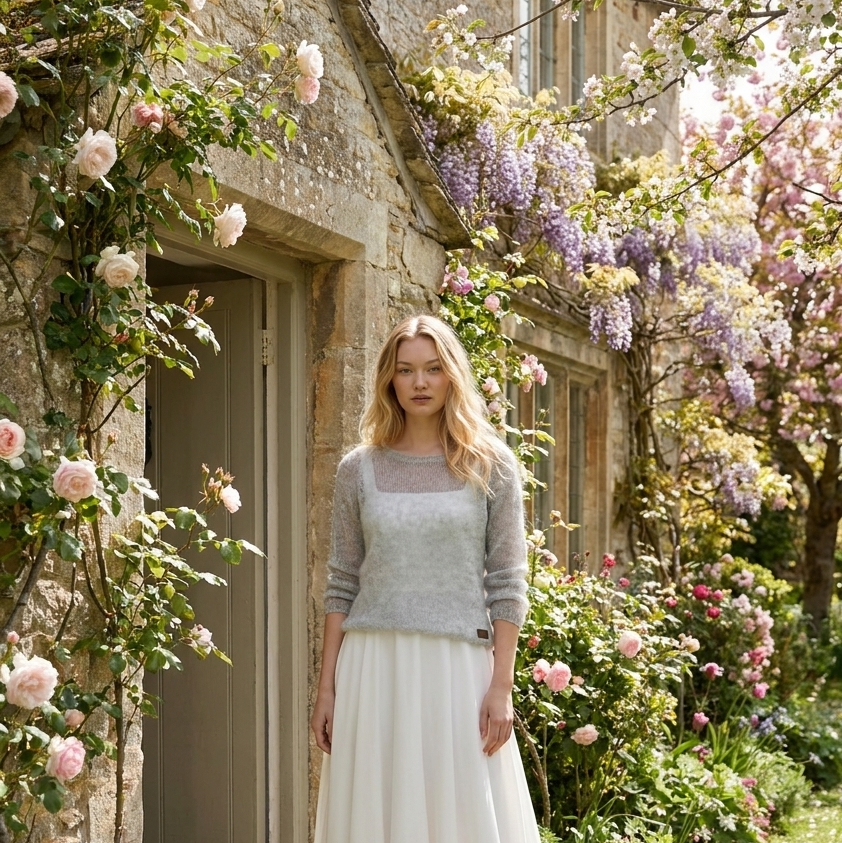 Bridal wedding mohair sweater Adele - light gray