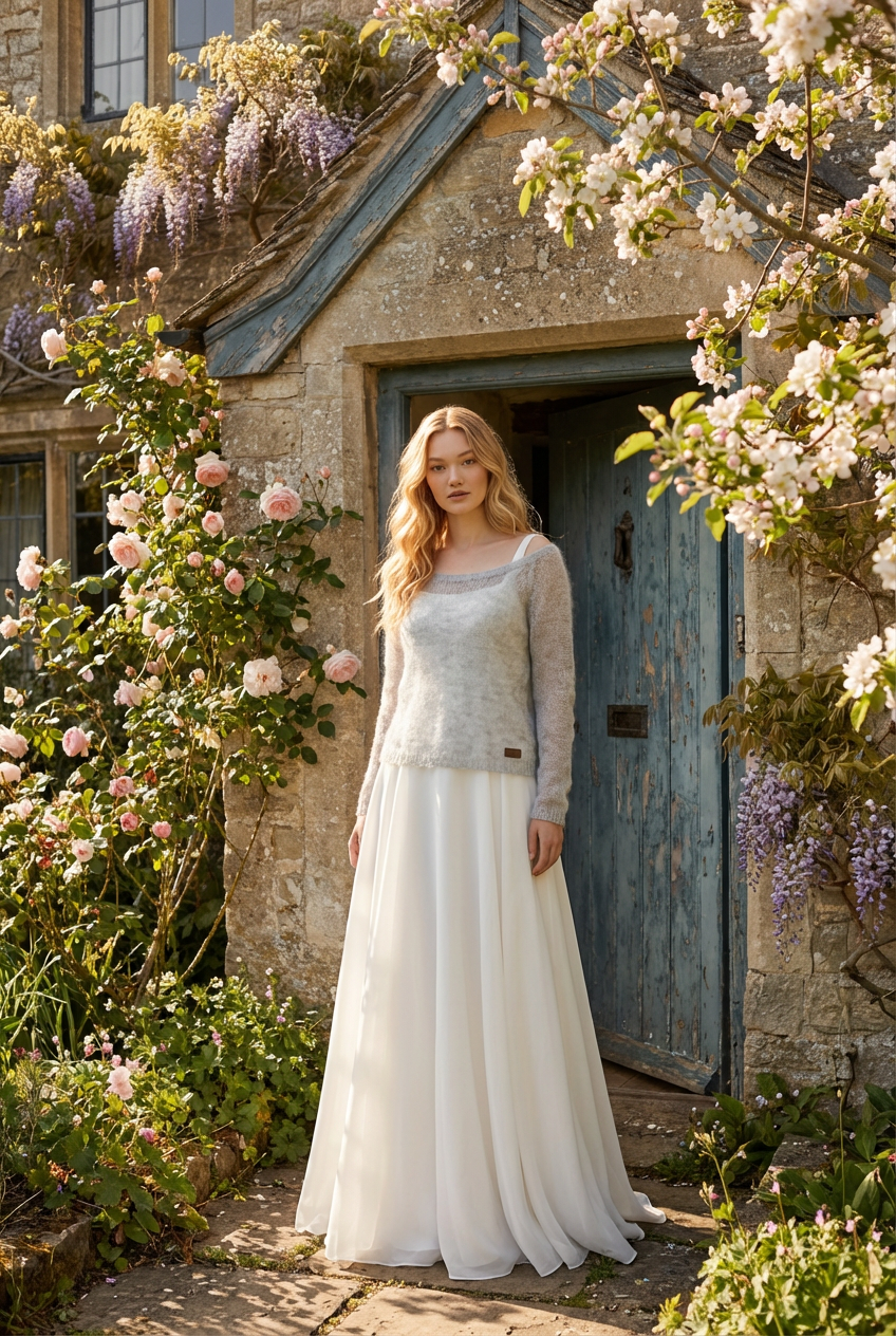 Bridal wedding mohair sweater Adele - light gray