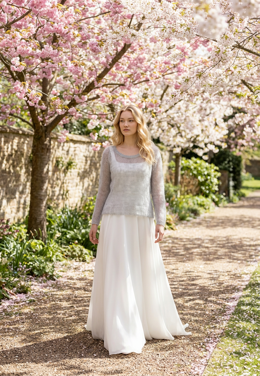 Bridal wedding mohair sweater Adele - light gray