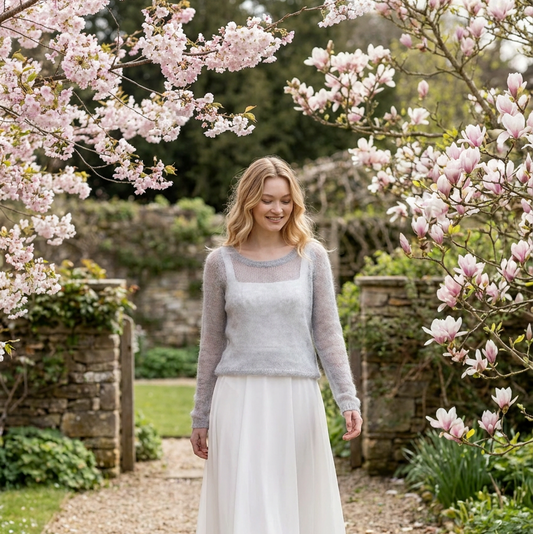 Pull de mariée en mohair Adele - gris clair