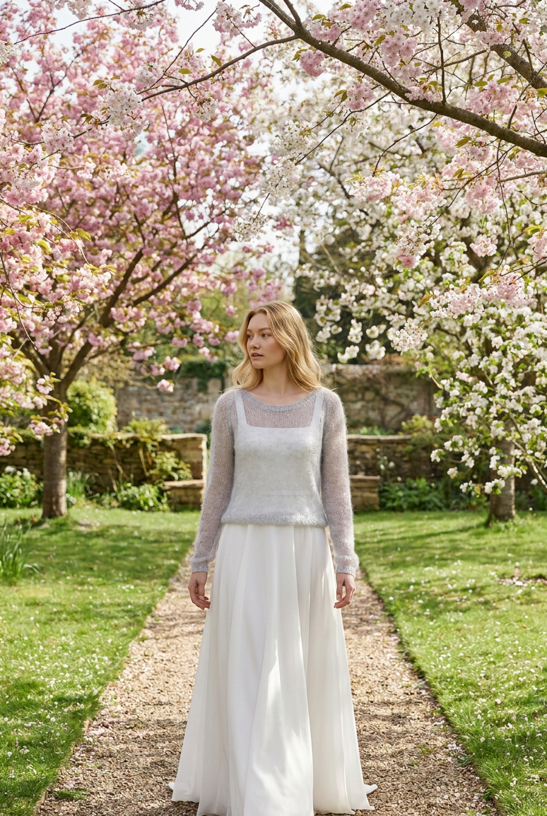Bridal wedding mohair sweater Adele - light gray