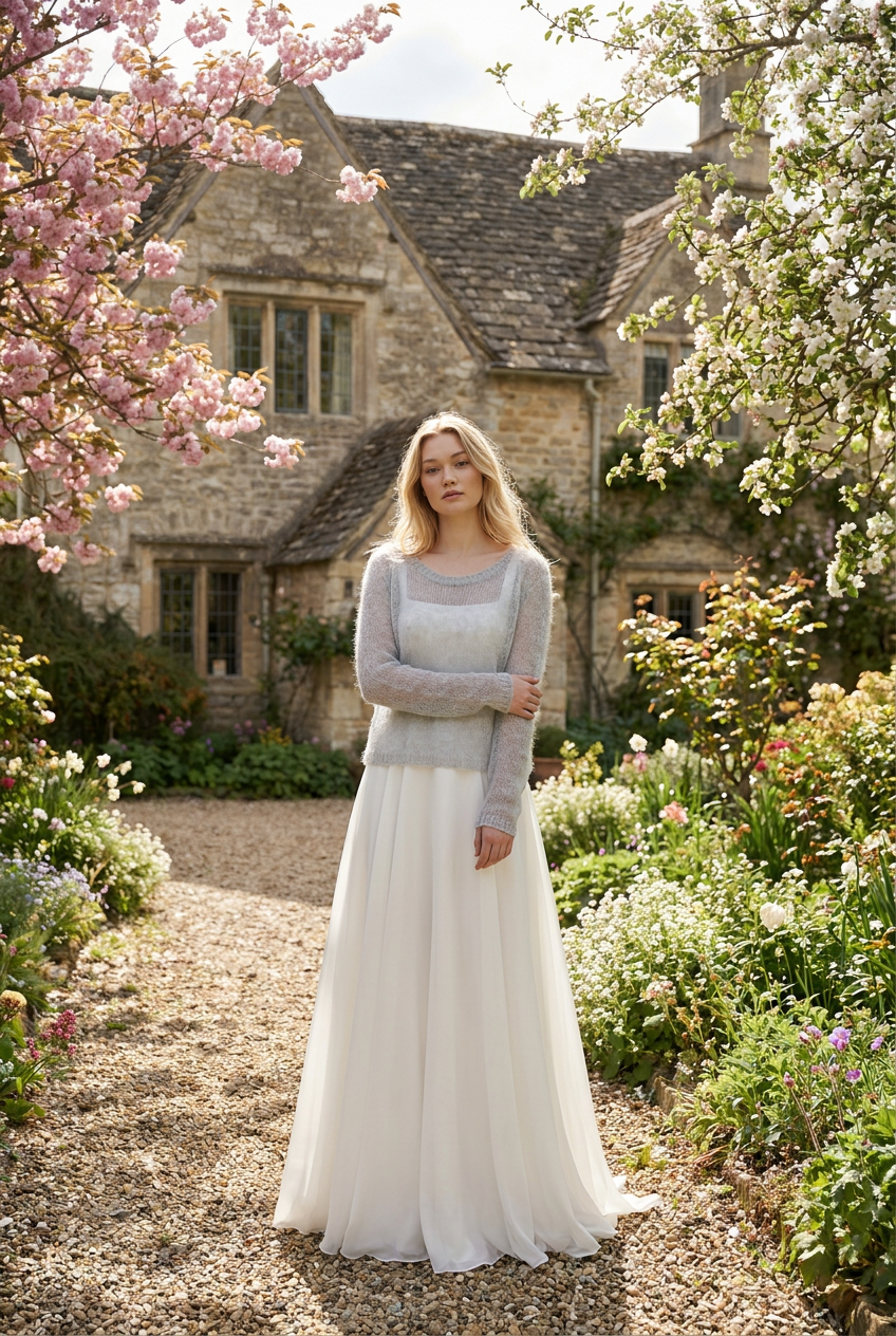 Bridal wedding mohair sweater Adele - light gray