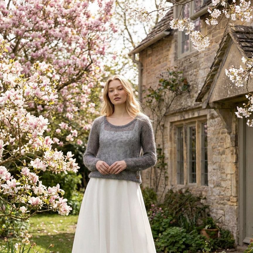 Bridal wedding mohair sweater Adele - gray