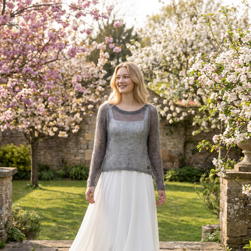 Bridal wedding mohair sweater Adele - gray