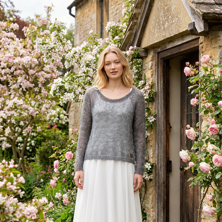 Bridal wedding mohair sweater Adele - gray
